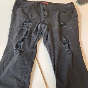 Wax butt black ripped jeans size 22
